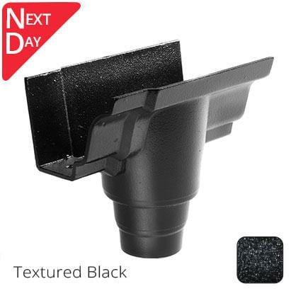 125x100 (5"x 4") Moulded Ogee Cast Aluminium 76mm Gutter Outlet - Textured Black - Trade Warehouse