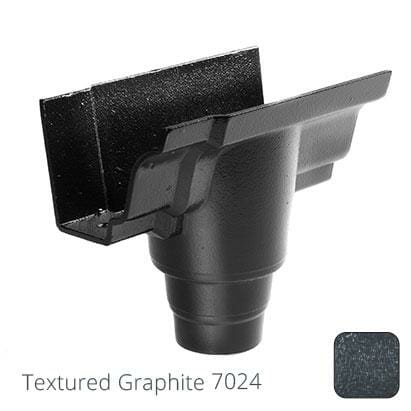 125x100 (5"x 4") Moulded Ogee Cast Aluminium 76mm Gutter Outlet - Textured Graphite Grey RAL 7024 - Trade Warehouse