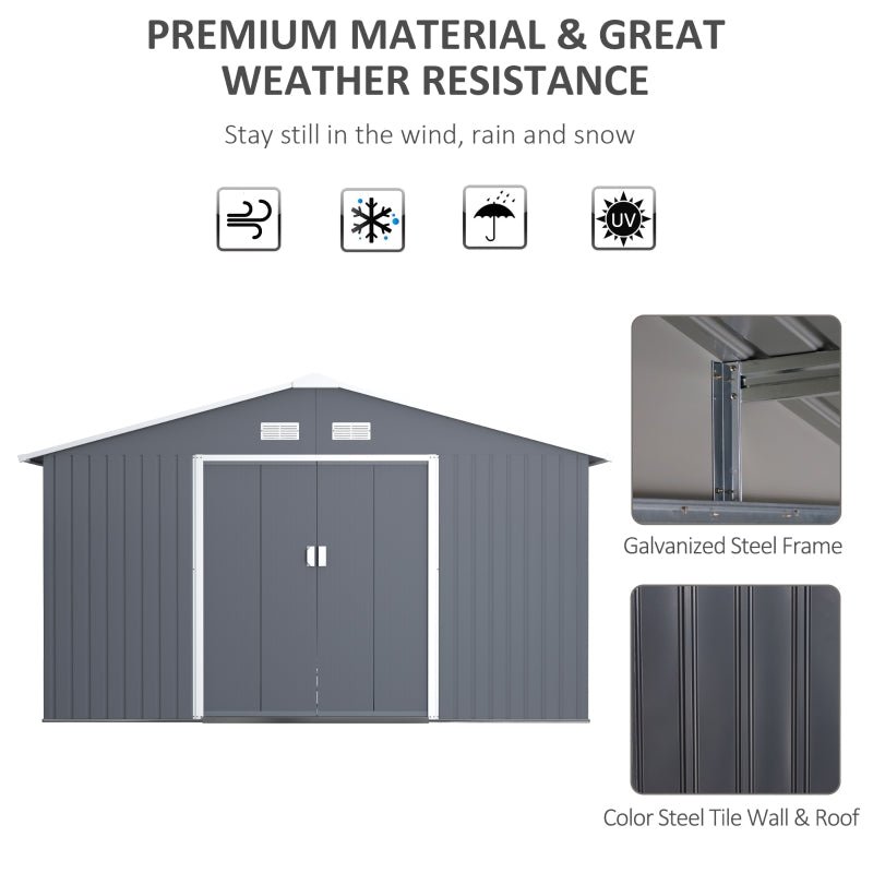 13 x 11ft Corrugated Metal Garden Storage Shed - Trade Warehouse