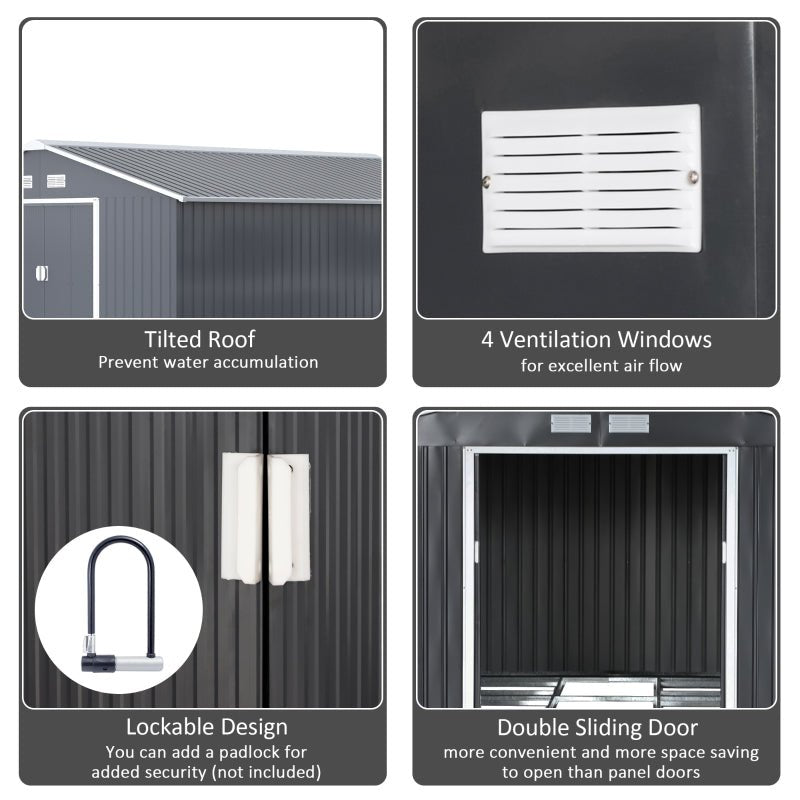 13 x 11ft Corrugated Metal Garden Storage Shed - Trade Warehouse