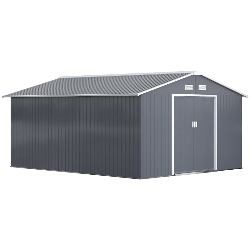 13 x 11ft Corrugated Metal Garden Storage Shed - Trade Warehouse