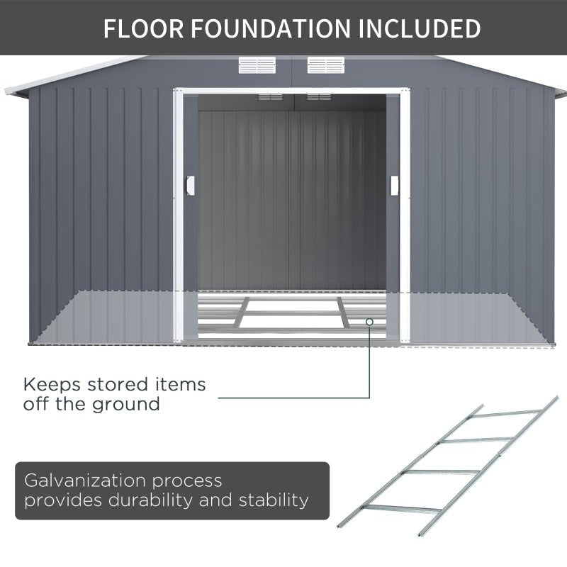 13 x 11ft Corrugated Metal Garden Storage Shed - Trade Warehouse