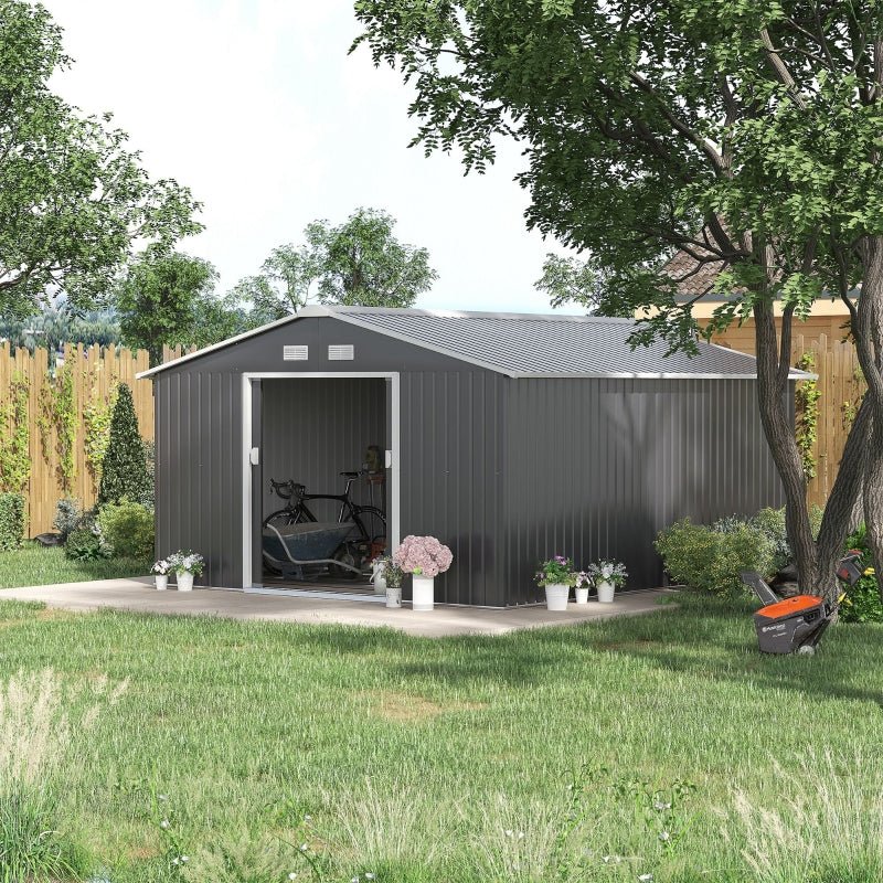 13 x 11ft Corrugated Metal Garden Storage Shed - Trade Warehouse