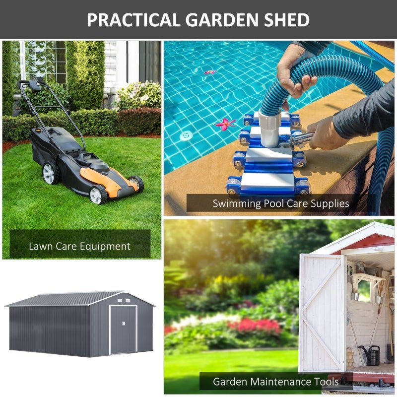 13 x 11ft Corrugated Metal Garden Storage Shed - Trade Warehouse