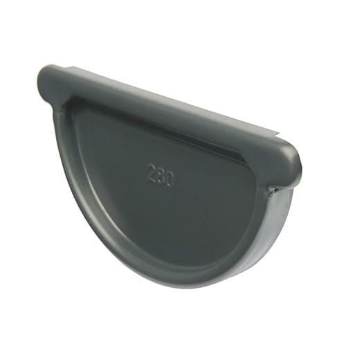 150mm Half Round Anthracite Grey Galvanised Steel Gutter Stop End - Trade Warehouse