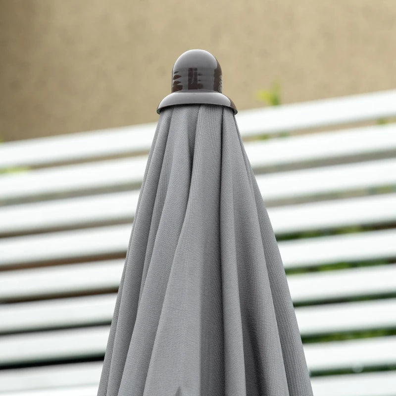 Grey 6 Piece Dining Set With Foldable Chairs & Parasol