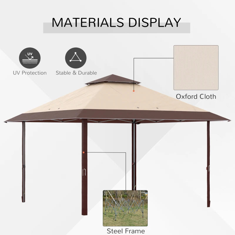 Brown 4 x 4m Pop-up Gazebo With Adjustable Legs