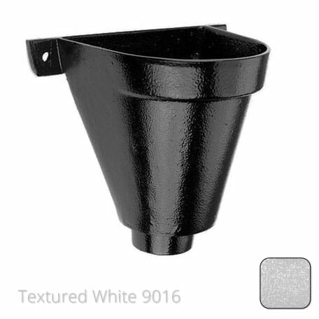 200mm Cast Aluminium Flat Back Hopper Head - 76mm (3") Outlet - Textured Traffic White RAL 9016 - Trade Warehouse