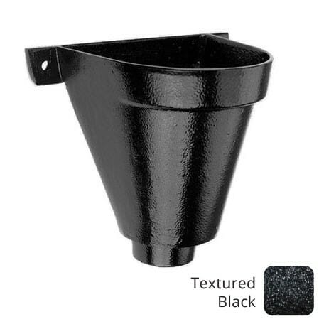 200mm Cast Aluminium Flat Back Hopper Head - 76mm outlet - Textured Black - Trade Warehouse