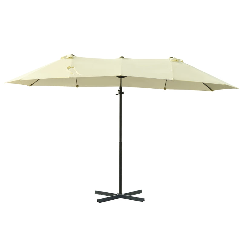 Beige Double Canopy Offset Parasol With Steel Pole