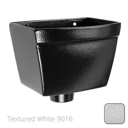 250mm Cast Aluminium Rectangular Hopper Head 100mm (4") Outlet - Textured Traffic White RAL 9016 - Trade Warehouse