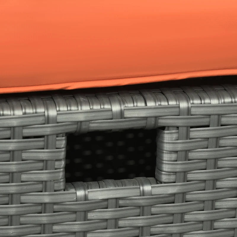 3-Seater Orange Cushioned Rattan Sofa With 2 Armchairs and 2 Footstools + Coffee Table