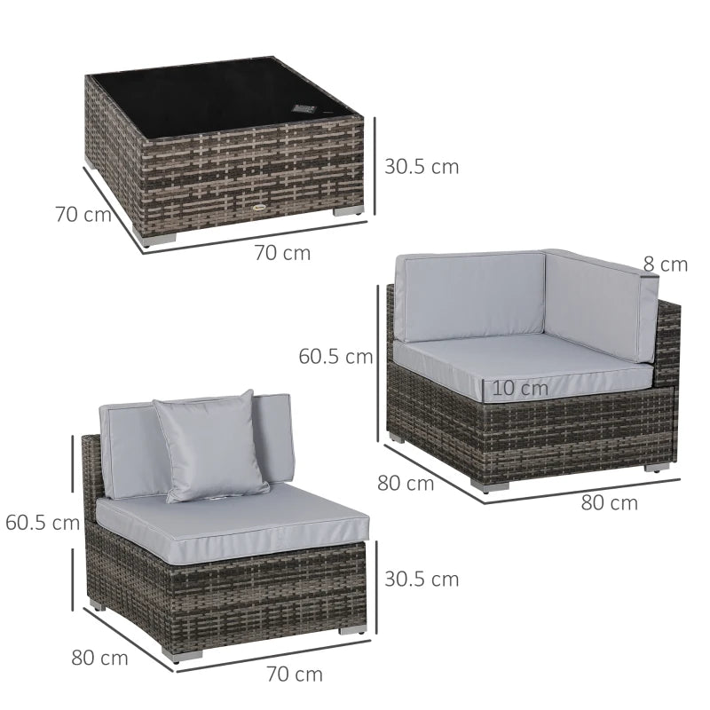 Mixed Brown 6-Seater Rattan Sectional Sofa