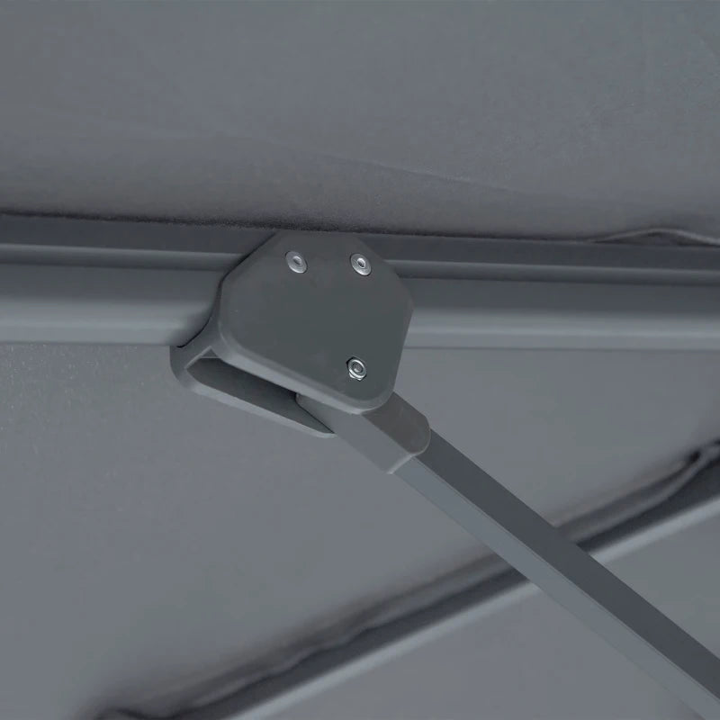 3m x 2.45m Dark Grey Roma Parasol With Crank & Tilt + LED Solar Lights