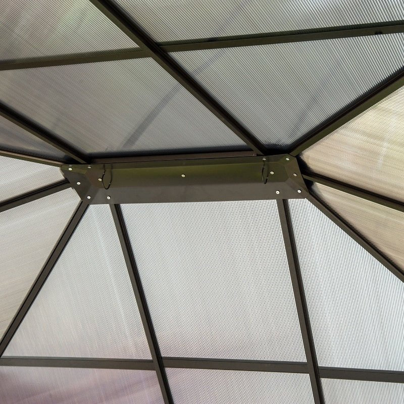 3 x 3.6m Gazebo With Polycarbonate Roof & Steel Frame - Trade Warehouse