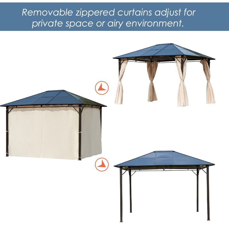 3 x 3.6m Gazebo With Polycarbonate Roof & Steel Frame - Trade Warehouse