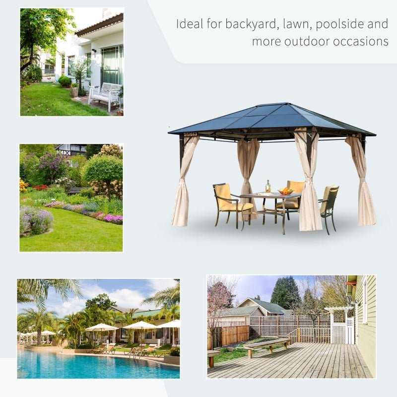 3 x 3.6m Gazebo With Polycarbonate Roof & Steel Frame - Trade Warehouse