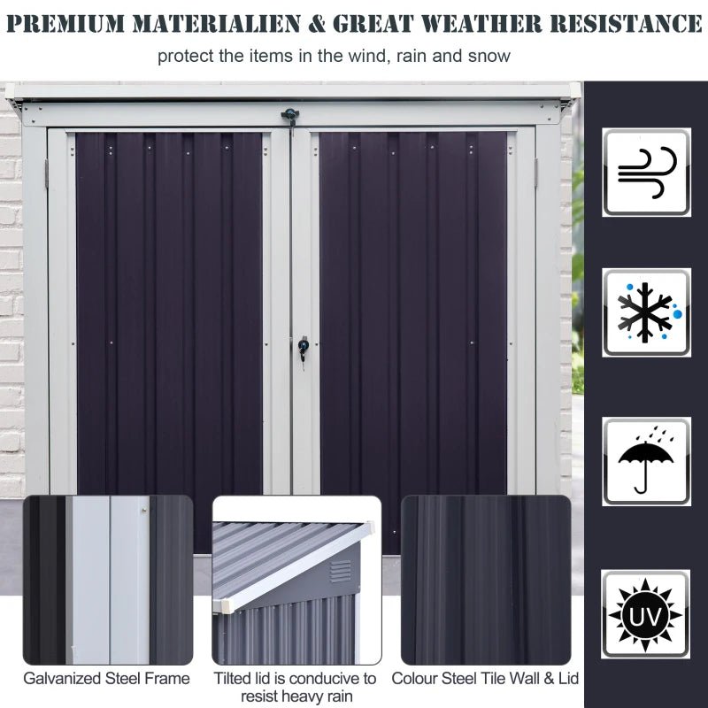 3.2 x 5.1ft Corrugated Steel Two-Bin Storage Shelter - Black - Trade Warehouse