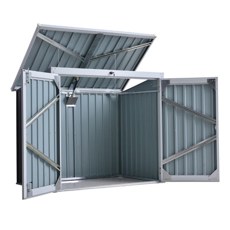 3.2 x 5.1ft Corrugated Steel Two-Bin Storage Shelter - Black - Trade Warehouse