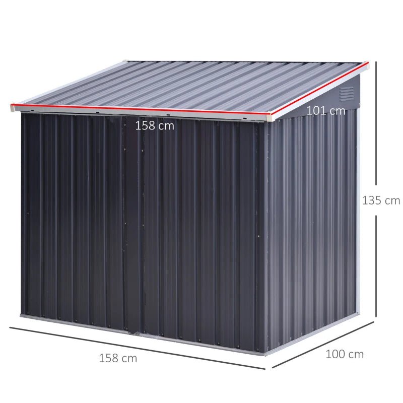 3.2 x 5.1ft Corrugated Steel Two-Bin Storage Shelter - Black - Trade Warehouse