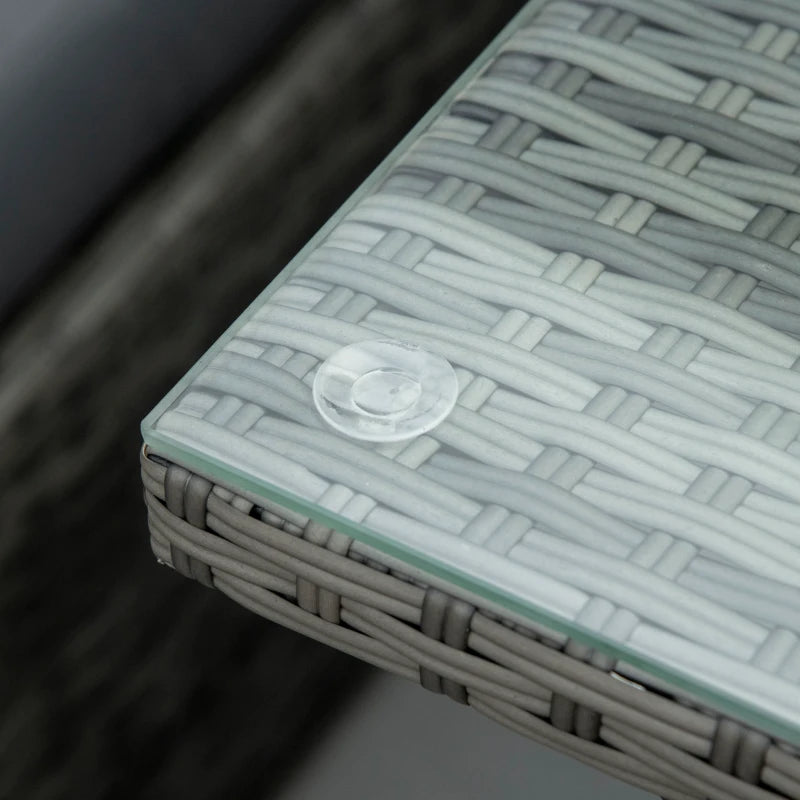 10-Seater Rattan Sofa With Footstools and Expandable Glass Table