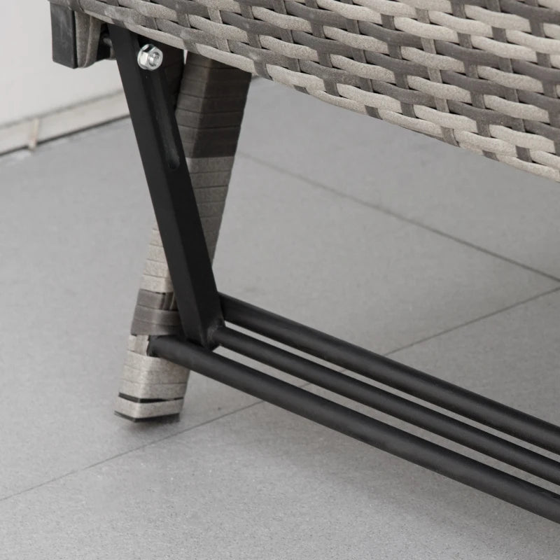 2-in-1 Rattan Daybed Sofa with Left Up or Down Armrests - Garden Chaise Lounger Loveseat