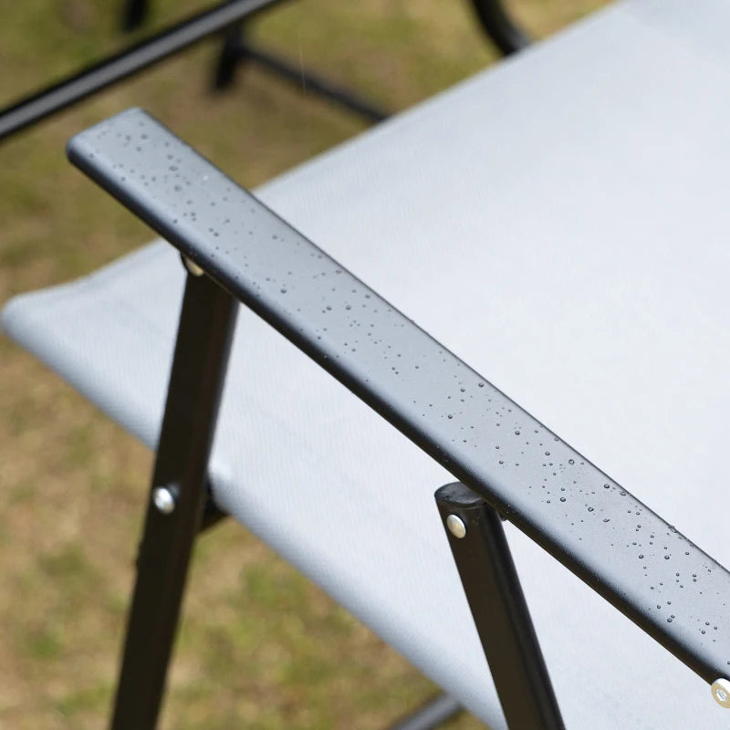 Black Framed 6 Seater Dining Set For Garden With Foldable Chairs