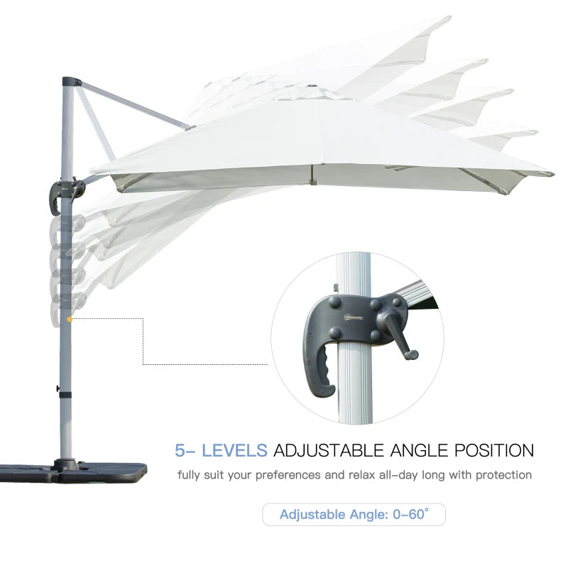 White 3m x 3m Cantilever Parasol With Aluminium Frame