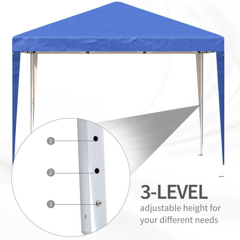 Blue 3m x 3m Pop Up Gazebo - Height Adjustable With Bag