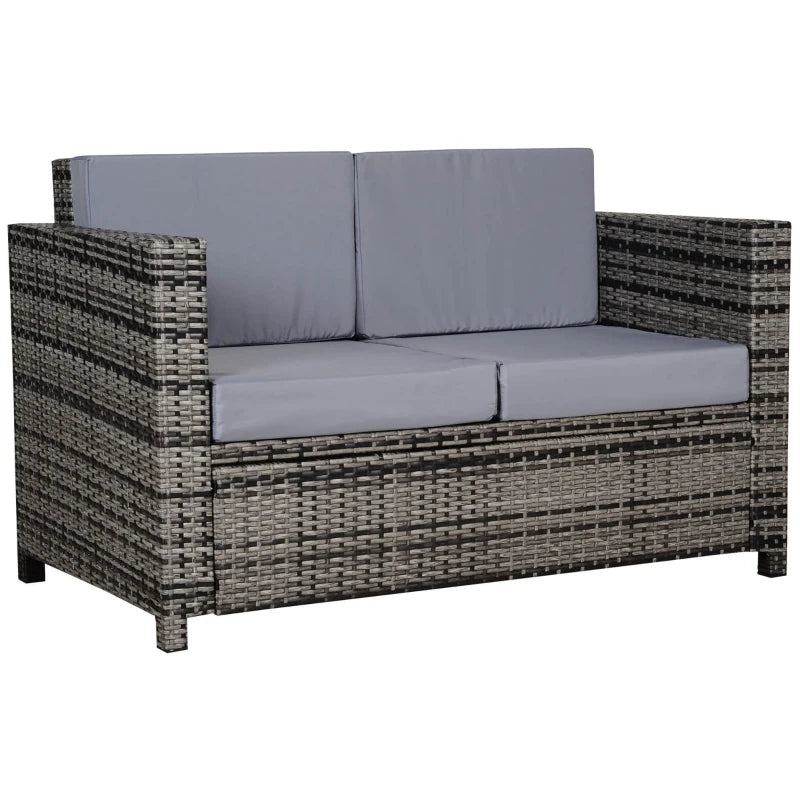 Mixed Grey Two-Seater Rattan Sofa