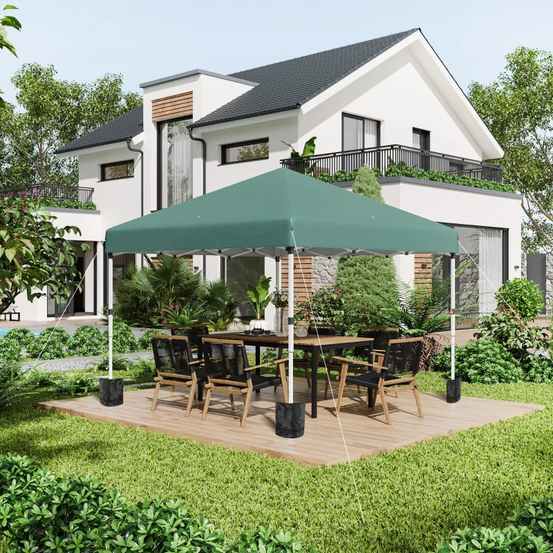 3m x 3m Green Pop Up Gazebo with 2 Sidewalls, Leg Weight Bags and Carry Bag