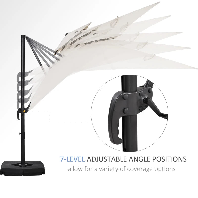 265H x 270L x 270W Two Tiered Cream Cantilever Parasol