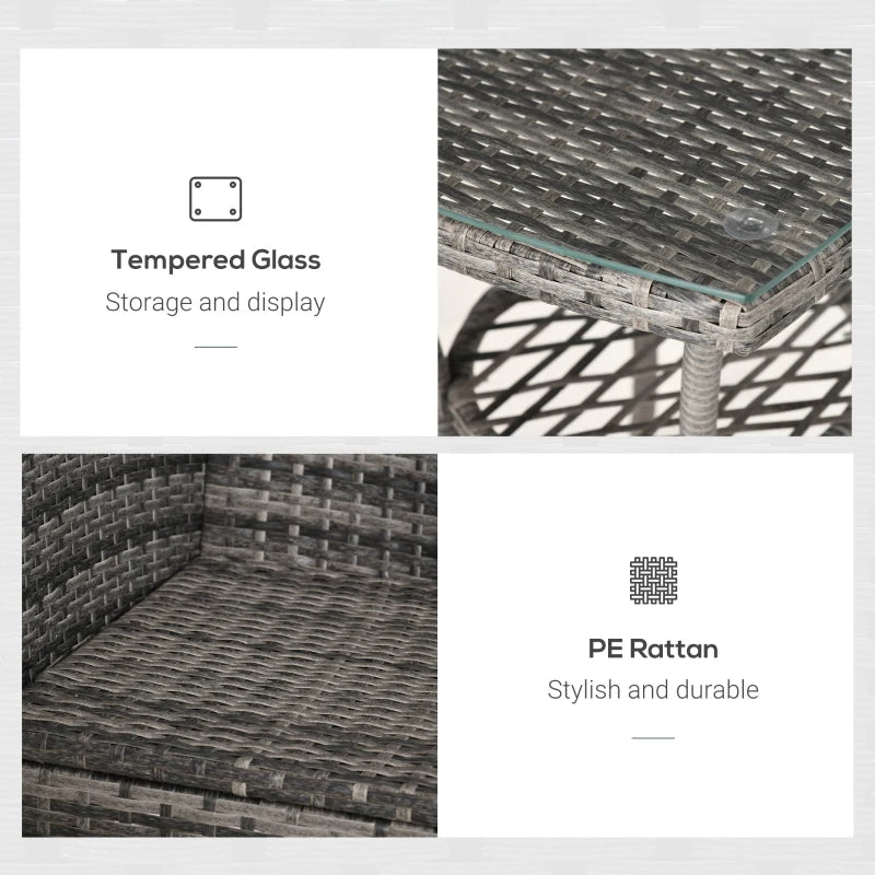 Grey 3 Piece Rattan Bistro Set