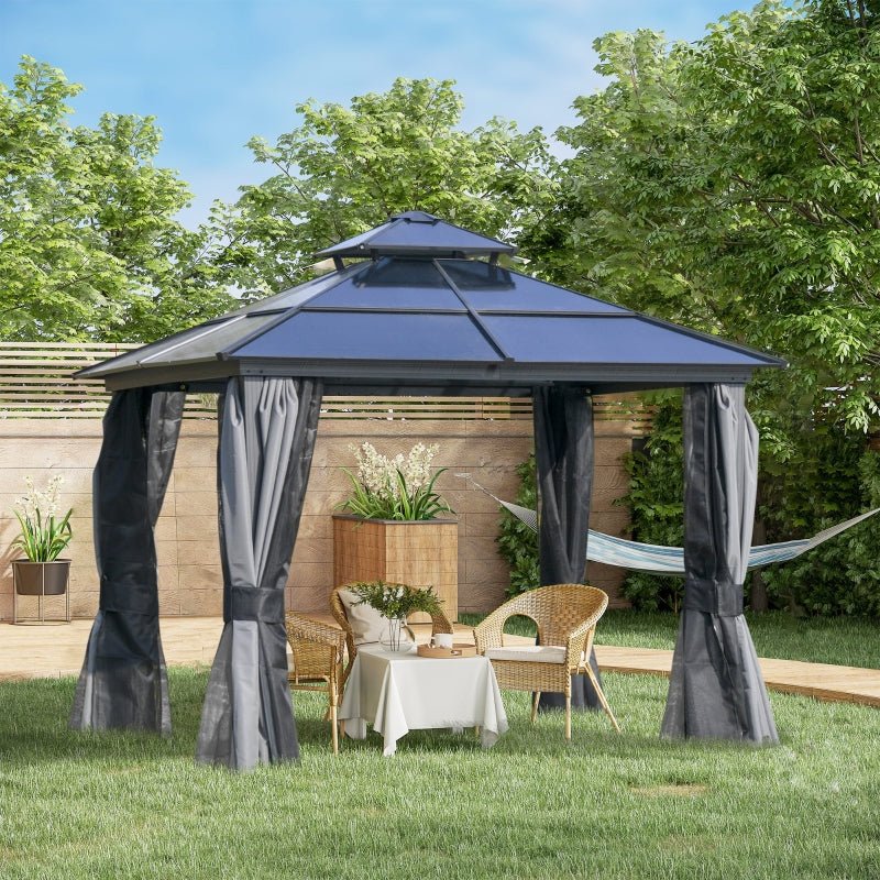 3m x 3m Gazebo Cabana with Steel Frame & Net Sidewalls - Trade Warehouse