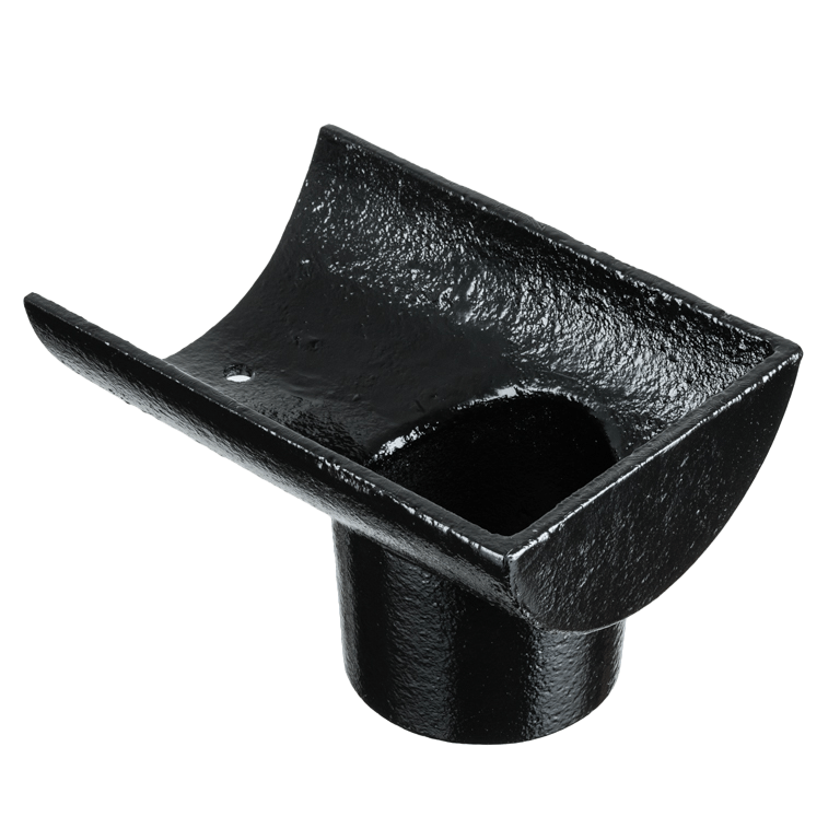 4" Plain Half Round Gutter Dropend Outlet 3" Internal Painted - Trade Warehouse