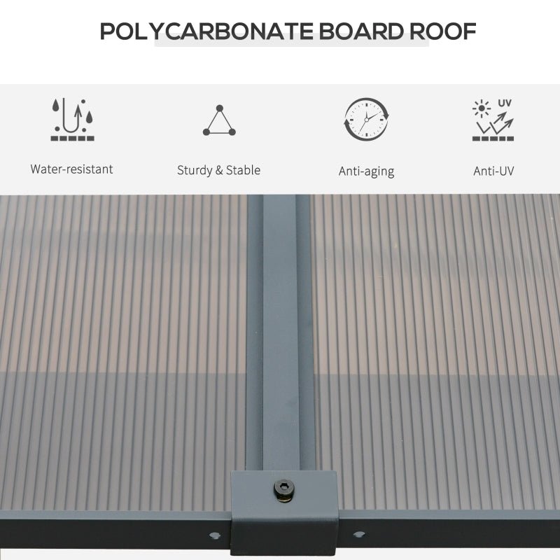 4 x 3m Grey Aluminium Garden Pergola: Outdoor Hardtop Gazebo with Polycarbonate Roof, Sun Shade Shelter, and Curtains - Trade Warehouse