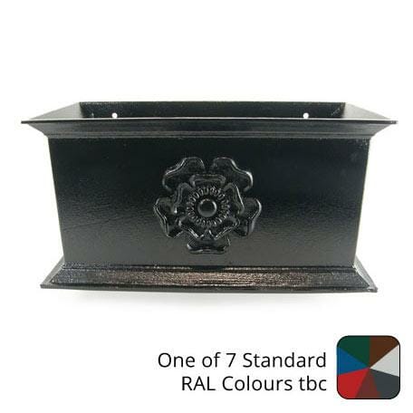 400mm Cast Aluminium Ornamental Hopper Head (with Tudor Rose motif) - 63mm (2.5") Outlet - One of 7 Standard Colours TBC - Trade Warehouse