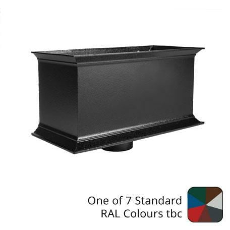 400mm Ornamental Cast Aluminium Rectangular Hopper Head (no motif) - 63mm (2.5") Outlet - One of 7 Standard RAL Colours TBC - Trade Warehouse