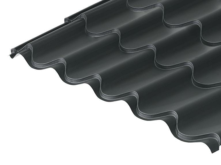 41/1000 Tile Form 0.6 Thick Mica Coated Roof Sheet Black - Trade Warehouse