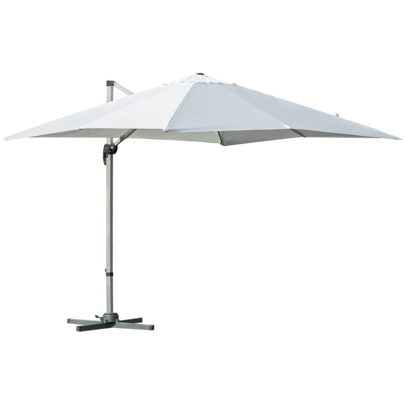 White 3m x 3m Cantilever Parasol With Aluminium Frame