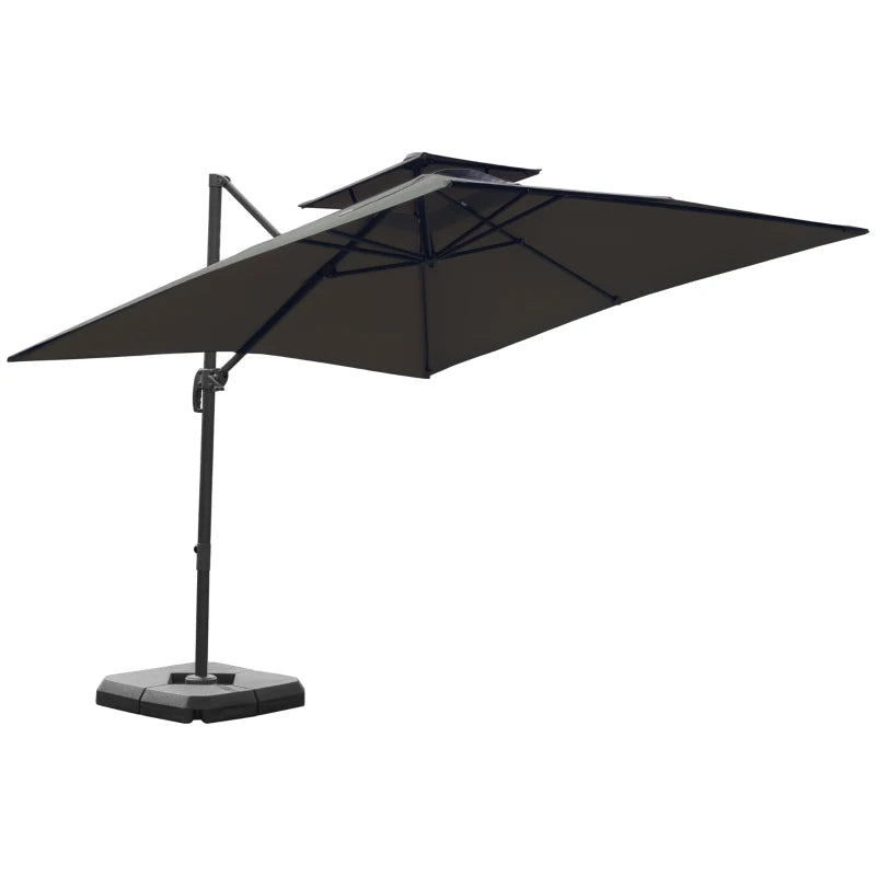 Grey Square Parasol With 360° Rotation