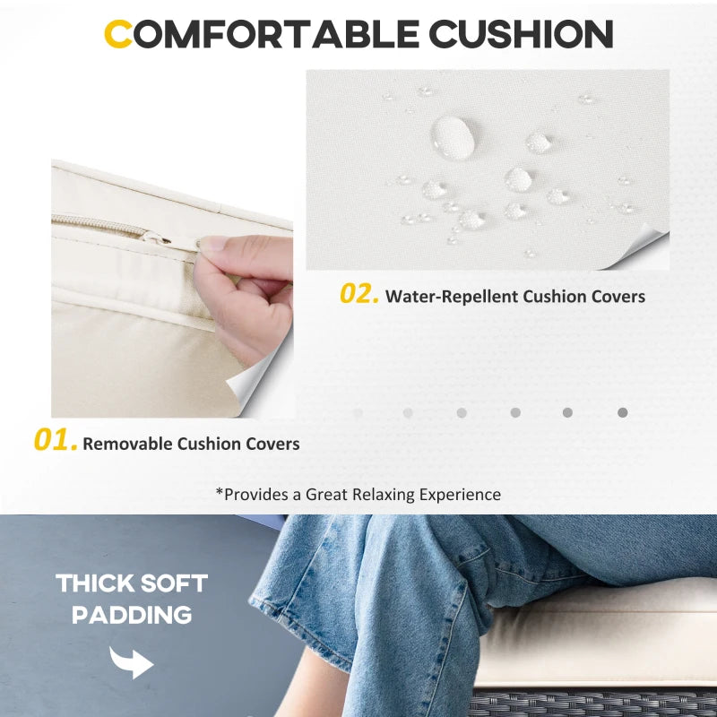 Black 8 Piece Rattan Corner Sofa Set with Cushions and Glass Top Table