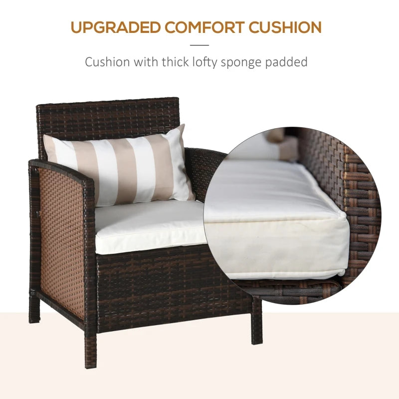 Brown 2-Seater Rattan Bistro Set With Cushions