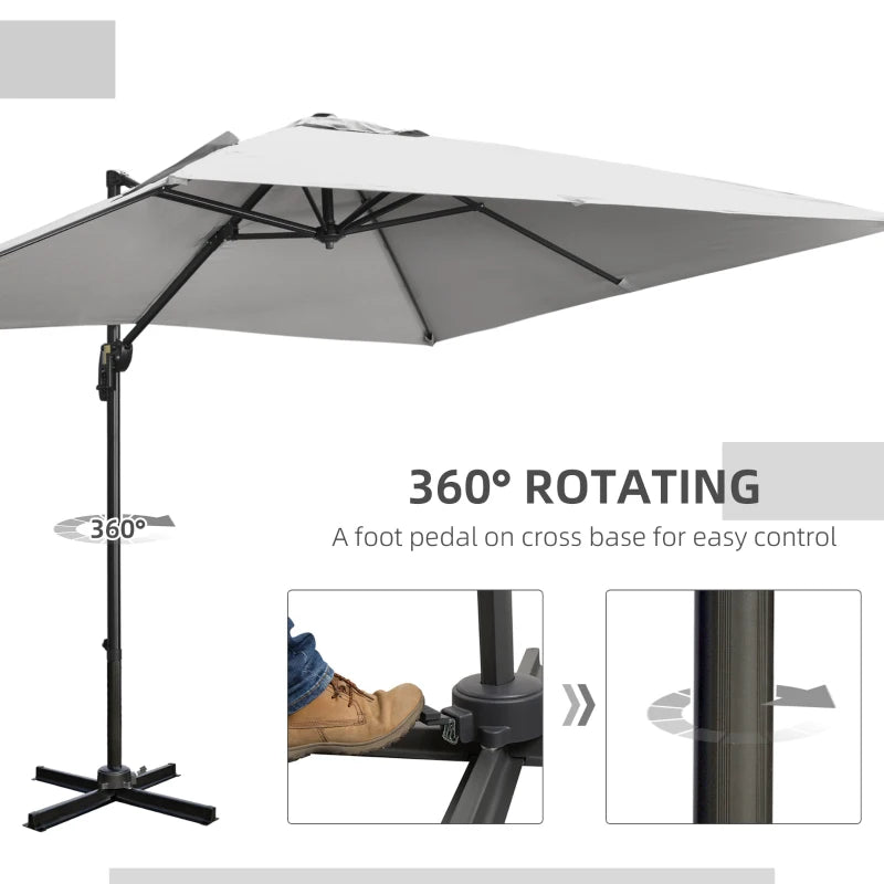 Grey Square Parasol With Cross Base