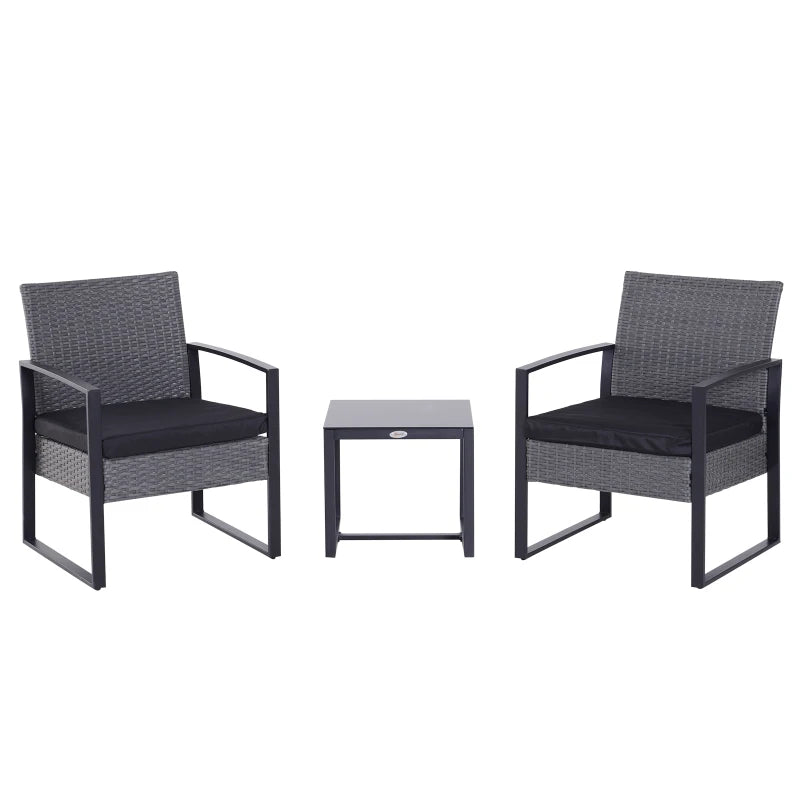 Grey/Black Rattan 2 Seater Patio Set