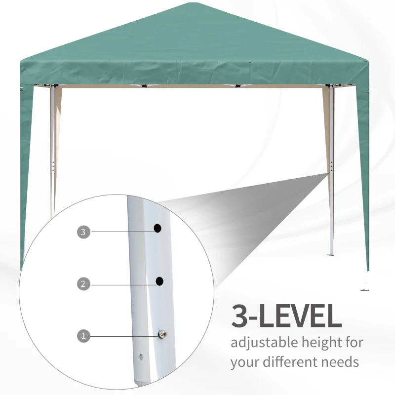 3m x 3m Green Pop Up Gazebo (Adjustable Height)