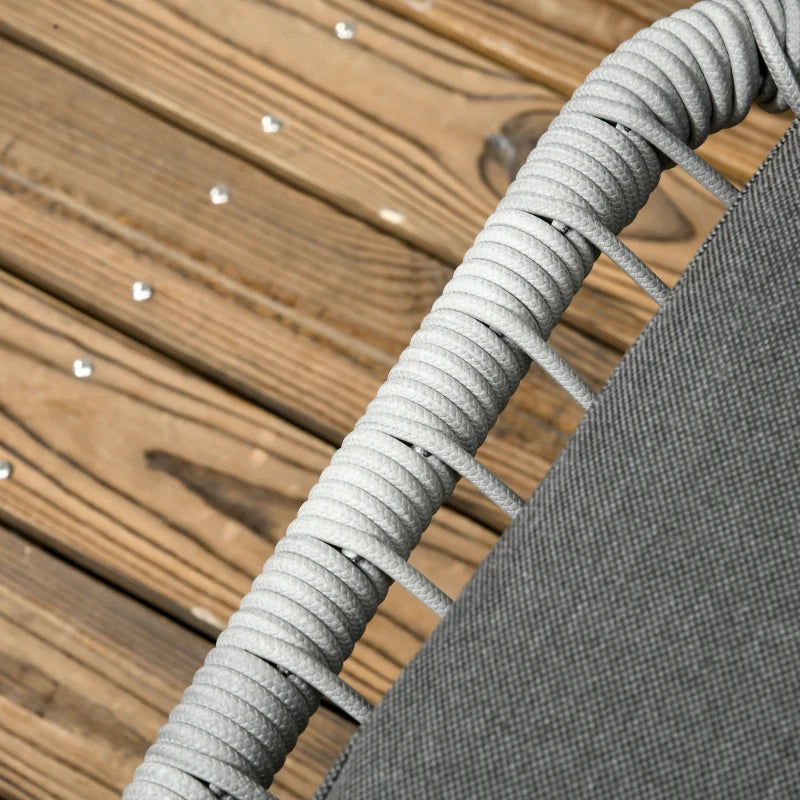 Dark Grey 6 Seater Rattan Furniture Set with Sofa, Footstool and Wood-Plastic Coffee Table