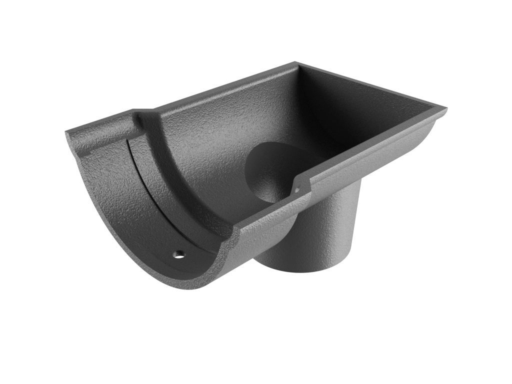 5" Beaded Half Round Gutter Dropend Outlet 3" External Primed - Trade Warehouse