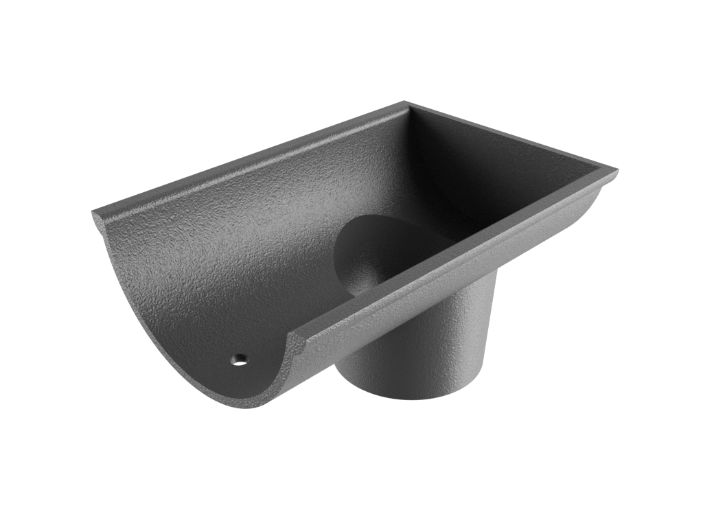 5" Beaded Half Round Gutter Dropend Outlet 3" Internal Primed - Trade Warehouse