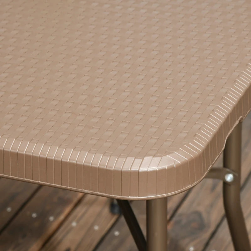 6 Seater Garden Dining Set - Rattan-Style HDPE Garden Furniture Set, Outdoor Dining Table and Chairs with 6 Armchairs and Rectangular Plastic Top Table for Patio